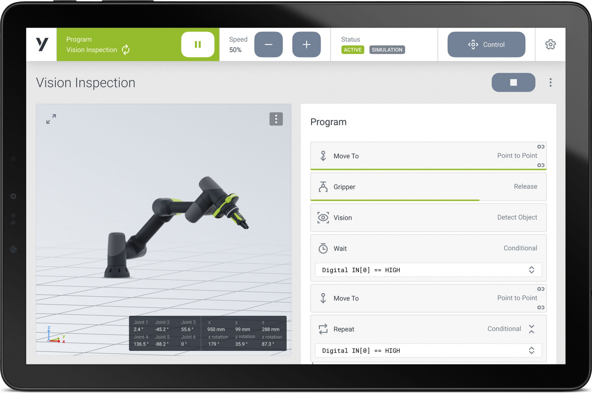 UI/UX design for the Collaborative Yuanda Robot
